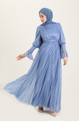 Eisblau Hijab-Abendkleider 5367-25