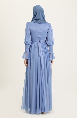 Ice Blue Hijab Evening Dress 5367-25