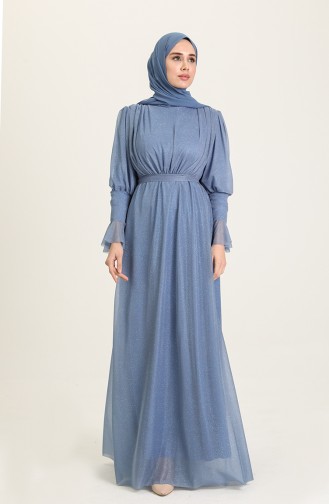 Indigo Hijab Evening Dress 5367-26