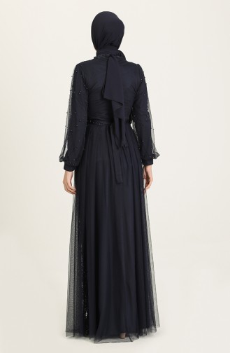 Navy Blue İslamitische Avondjurk 5632-06