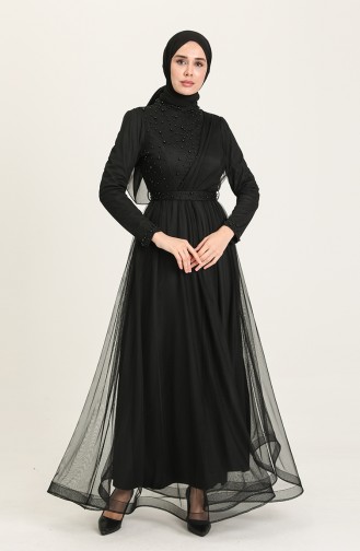 Schwarz Hijab-Abendkleider 5664-01