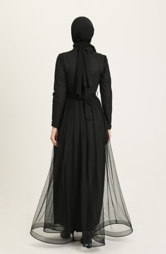 Black Hijab Evening Dress 5664-01