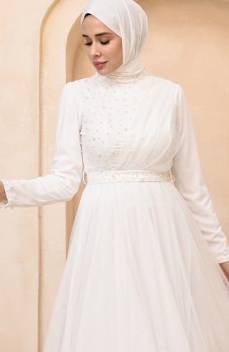 White Hijab Evening Dress 5664-02