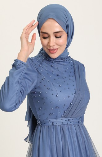 Indigo Hijab Evening Dress 5664-06