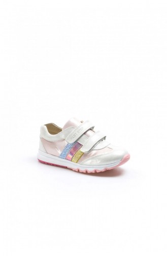 Hakiki Deri Unisex Çocuk Casual Ayakkabı 006Fa800 Gümüş Pembe