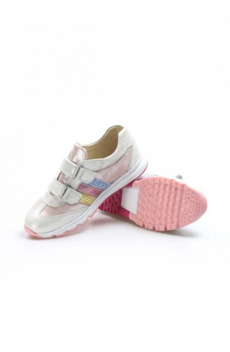 Hakiki Deri Unisex Çocuk Casual Ayakkabı 006Fa800 Gümüş Pembe