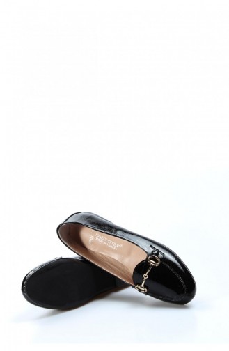 Schwarz Damen Ballerinas 064ZA3003.Siyah Kırışık