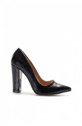 Black High-Heel Shoes 610ZA1801.Siyah Kırışık