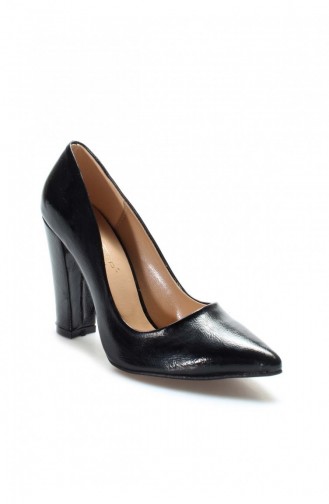 Black High-Heel Shoes 610ZA1801.Siyah Kırışık