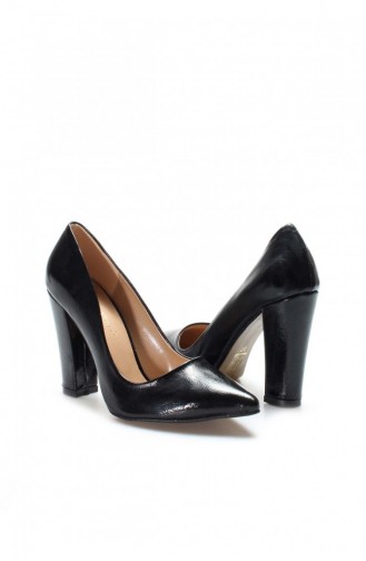 Black High-Heel Shoes 610ZA1801.Siyah Kırışık