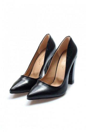 Black High-Heel Shoes 610ZA1801.Siyah Kırışık