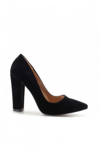 Black High-Heel Shoes 610ZA1801.Siyah Süet
