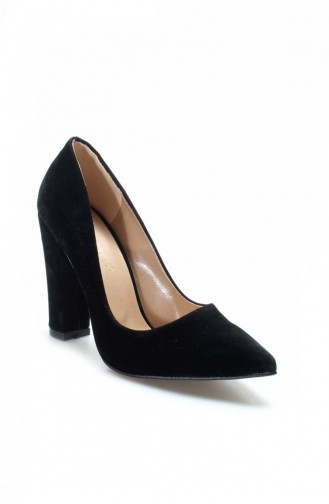 Black High-Heel Shoes 610ZA1801.Siyah Süet