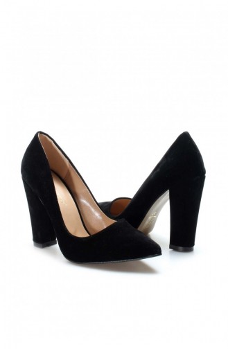 Black High-Heel Shoes 610ZA1801.Siyah Süet