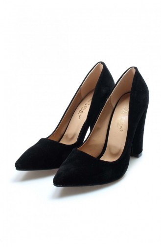 Black High-Heel Shoes 610ZA1801.Siyah Süet