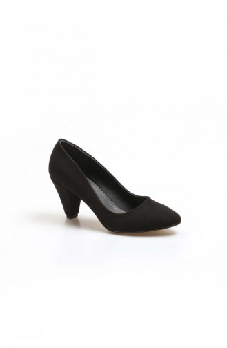 Kadın Kısa Topuklu Ayakkabı 629Za501 Siyah Süet
