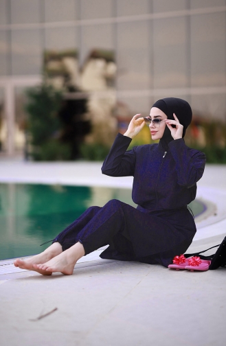 Dunkelblau Hijab Badeanzug 2007-02