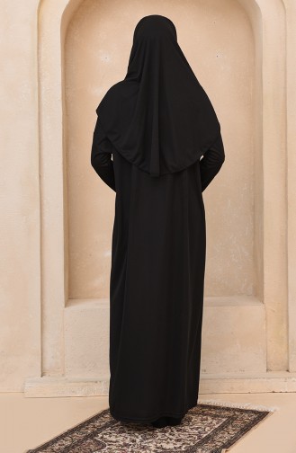 Başörtülü Namaz Elbisesi 1200-01 Siyah