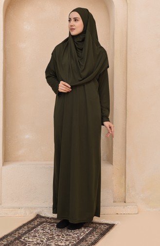 Başörtülü Namaz Elbisesi 1200-04 Haki