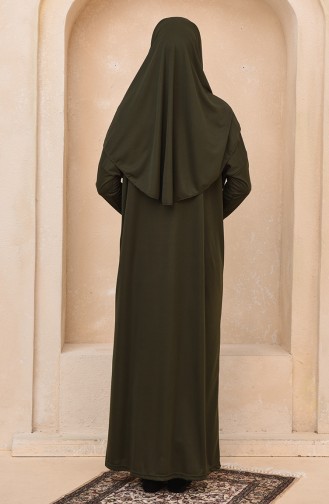 Başörtülü Namaz Elbisesi 1200-04 Haki