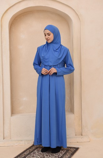 Fermuarlı Namaz Elbisesi 1300-01 Saks