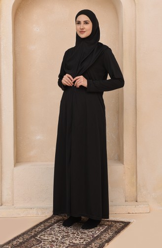 Fermuarlı Namaz Elbisesi 1300-05 Siyah
