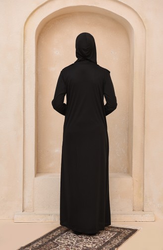 Fermuarlı Namaz Elbisesi 1300-05 Siyah
