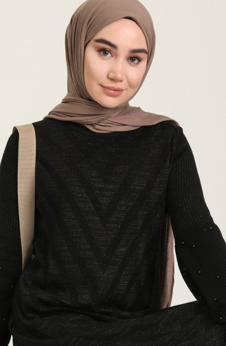 Black Hijab Dress 8298-06