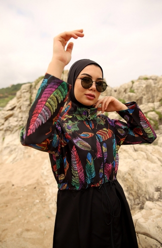 Schwarz Hijab Badeanzug 2113-01