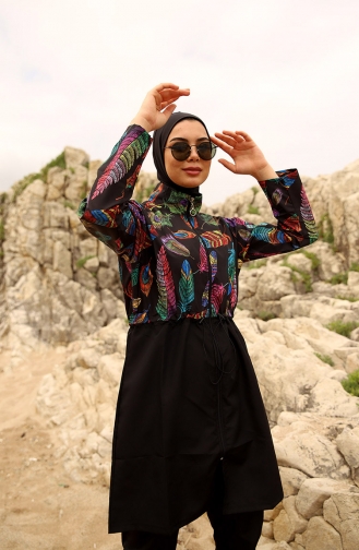 Schwarz Hijab Badeanzug 2113-01