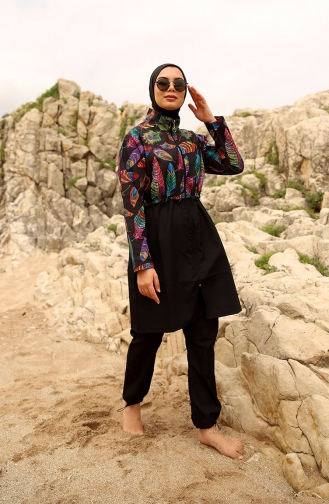 Maillot de Bain Hijab Noir 2113-01