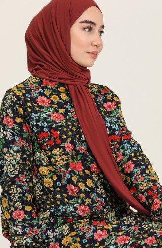 Dunkelblau Hijab Kleider 3535-02