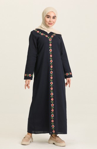 Şile Bezi Nakişli Elbise 7000-01 Lacivert