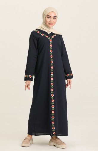 Navy Blue Hijab Dress 7000-01