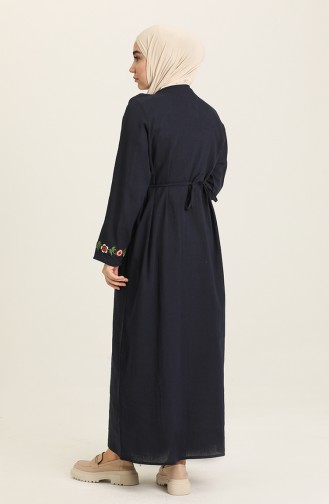 Navy Blue Hijab Dress 7000-01