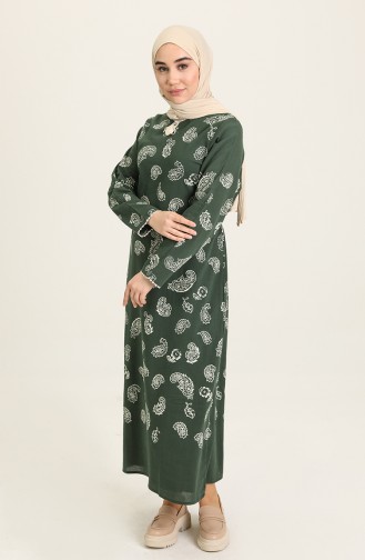 Khaki Hijab Dress 5656-03