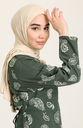 Khaki Hijab Dress 5656-03