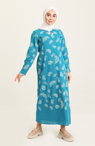 Petrol Hijab Dress 5656-05