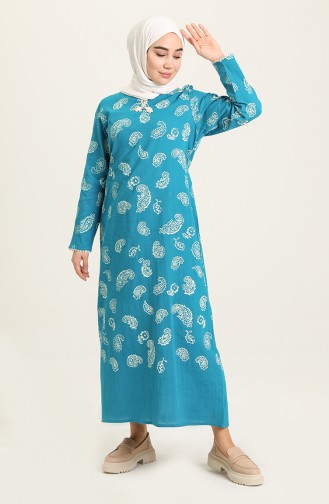 Oil Blue İslamitische Jurk 5656-05