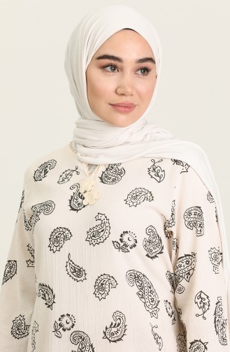 Cream İslamitische Jurk 5656-06