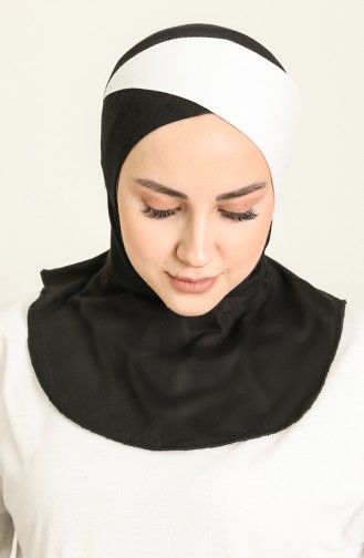 Sefamerve Hijab Bonnet 20 Black White 20