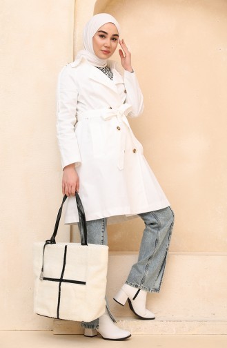 White Trench Coats Models 8247-03