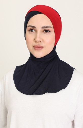 Sefamerve Hijab Bonnet 19 Navy Blue Claret Red 19