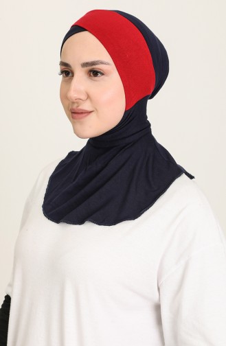Sefamerve Hijab Bonnet 19 Navy Blue Claret Red 19