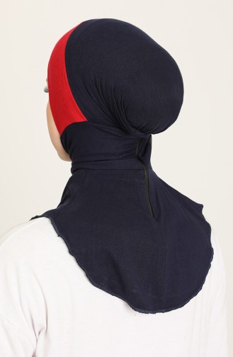 Sefamerve Hijab Bonnet 19 Navy Blue Claret Red 19