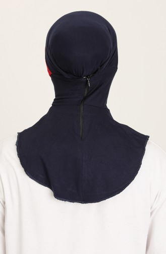 Sefamerve Hijab Bonnet 19 Navy Blue Claret Red 19