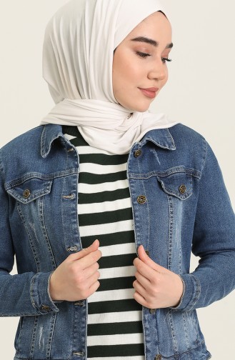 Düğmeli Kot Ceket 6102-02 Kot Mavi
