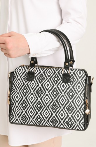 Stilgo Women s Shoulder Bag AV63Z-06 Black and White Printed 63Z-06