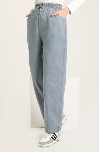 Beli Lastikli Kot Pantolon 3605A-01 Buz Mavisi