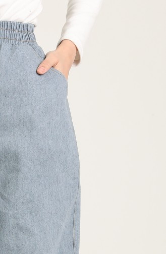 Beli Lastikli Kot Pantolon 3605A-01 Buz Mavisi